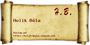 Holik Béla névjegykártya